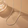 Ins Celebridad de Internet Estilo Europeo y Americano Simple Cadena Lisa de Acero de Titanio para Mujer Chapado en Oro de 18 Quilates Cadena Fina Collar Básico Versátil Joyería