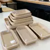 Caja de Papel Kraft de Grado Alimenticio para Sushi, Caja de Empaque para Llevar, Caja Especial para Uso en Puesto, Caja para Ensalada de Frutas, Tubo de Papel para Sushi