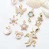 Pacote de 14K ouro micro incrustado acessórios de zircão floco de neve borboleta flor lua pingente diy colar brincos pingente material