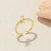 Anel de Laço Completo de Diamante Estilo Coreano Mais Vendido Cobre Banhado a Ouro Micro Zircônia Luxo Leve Elegante High-end Anel Aberto para Mulheres