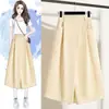 Falda de Estilo Traje Fluida para Primavera y Otoño para Mujer, Tallas Grandes, Cintura Alta, Oculta el Vientre, Adelgazante, Petite, Falda de Longitud Media con Abertura