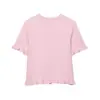 Otoño Nuevo Cuello Redondo Color Sólido Básico Color Sólido Suéter Suave Tejido Camisa de Manga Corta Estilo Transfronterizo Europeo y Americano Nuevo Estilo