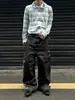 Jeans Retro Americanos de Doble Cintura con Bordado de Notas Musicales para Hombre, Corte Limpio, Versátiles, Pierna Recta Holgada, Pantalones de Largo Hasta el Suelo