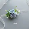 Flor de Muñeca Dama de Honor Hermana Flor de Mano Estilo Bosque Corsage de Novia Juego Completo de Boda Corsage de Boda Invitado Azul
