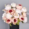 Peonía Artificial Estilo Europeo de 13 Cabezas con Núcleo Envuelto para Sala de Estar, Mesa de Comedor del Hogar, Adorno de Flor Artificial, Flor Falsa