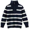 Suéter de Cashmere Infantil com Meio Zíper Gola Alta para Meninos e Meninas Cashmere Mesclado Espesso Gola Polo Suéter Básico Tricotado