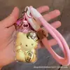 Chaveiro Pingente Ouro Puro 999 Desenho Animado Fofo Gato Kt Bolinho de Arroz Corrente para Celular Pingente Atacado