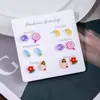 Set de Aretes Dulces, Frescos y Lindos de Primavera y Verano para Una Semana con Corazón Femenino, Agujas de Imitación Plateada, Accesorios de Oreja Pequeños y Versátiles para el Día a Día