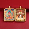 Colgante de caja de gabu thangka tridimensional de cinco años con ocho dragones guardianes de doble cara pintados a mano en oro.
