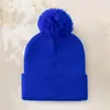 Modioso Sombrero de Punto sin Visera con Bola de Lana de Color Sólido Europeo y Americano con Logo Personalizado Sombrero de Lana Cálido para Exteriores Otoño e Invierno