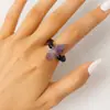 Anillo Apilable de Pilar Hexagonal de Amatista de Venta Caliente TEMU para Mujer, Nicho, Sensación de Alta Gama, Anillo con Cuentas de Piedra Natural