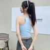 Camiseta Regata de Algodão Racerback Versátil e na Moda para Mulheres com Bojos, Adequada para Usar em Camadas ou Sozinha, Top Base de Corte Justo