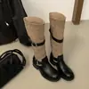 Botas de Tacón Grueso con Hebilla Francesa 2026 Primavera/Otoño Nuevas Botas de Tacón Grueso Retro Botas Altas Estilo Coreano Botas de Trabajo Botas Largas