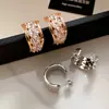 Aretes de Tachuela Brillantes Completamente Diamantados con Galvanizado de Oro Real 2026 Nuevo Estilo Caliente Aretes Retro de Alta Gama para Mujeres con Rostros Cuadrados y Redondos