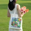 Bolsa de Lona com Ilustração de Cidade, Bolsa Tote de Lona Chinesa Excepcional, Bolsa de Compras Ecológica Personalizada de Grande Capacidade, Bolsa de Pano para Check-In de Atrações Turísticas