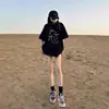 2025 Nuevo Verano Retro Americano Estampado de Lazo Camiseta de Manga Corta Diseño para Mujer Coreano Cuello Redondo Top Ins
