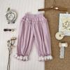 Roupas Infantis Cutemily para Bebê Menina Calça de Algodão Cor Lisa Cenoura Bebê Menina Primavera Bordada Franzida Calça Casual