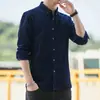 Camisa de pana de manga larga para hombre de estilo transfronterizo para primavera y otoño, chaqueta camisa de pana de color liso retro casual, corte slim estilo coreano