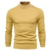 Suéter Gola Alta Liso Masculino Outono/Inverno 2025 Tricô Masculino Camisa Base Verde Militar