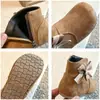 Otoño/Invierno 2026 Nuevos Zapatos Birkenstock para Niños Lazo Niña Moda Infantil Botines Estilo Coreano Princesa Media Caña Botas de Piel