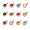 En stock accesorios de joyería DIY 6.5mm doble argolla piedra natal Copa Diamante colgante mayoreo acero inoxidable piedra de cumpleaños 12 meses