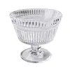 Cuenco de vidrio con girasol en relieve vintage, estilo casero, para helado, yogur, avena, desayuno, postre.