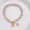 Pulsera de Gato de la Suerte con Perlas de Agua Dulce Naturales, Pulsera de Cuentas de Lujo Ligero de Nicho para Mujer, Joyería de Cuentas de Gama Alta que No se Desvanece al por Mayor