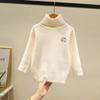 Camisa de cuello alto de terciopelo de una pieza de invierno de estilo extranjero suave y ceroso para suéter de niños pequeños y medianos nueva ropa de marea cálida simple para niños