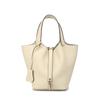 Bolso Canasta Grande de Cuero Genuino de Alta Gama con Hebillas Doradas y Plateadas para Mujer, Bolso de Mano Tipo Cubo Exquisito de Alta Calidad con Patrón de Lichi