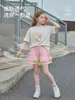 Camiseta de Verano de Algodón Puro para Niñas, Manga Corta Estilo Coreano Digital Divertido para Niños, Top Casual de Alto Valor para Niños Mayores