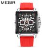 Reloj deportivo multifuncional MEGIR de nueva tendencia para hombre, venta al por mayor, cuadrado, resistente al agua, luminoso, con calendario.