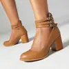 2026 Zapatos de Mujer Mary Jane Retro de Tacón Grueso y Alto 40-48 Primavera y Otoño Nuevo Estilo Tacones Altos con Hebilla de Una Correa