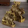 Adorno de Kirin de la Fortuna Afortunada, Artesanía de Latón, Decoración del Hogar Completamente de Cobre, Regalo para Recepción o Exhibición de Inauguración de Tienda