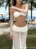 Traje de baño para mujer, estilo nuevo, Diosa sexy, Bikini europeo y americano de tres piezas, estilo dividido, adecuado para aguas termales, vacaciones, playa, estilo vestido de encaje