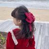 Grampo de cabelo de laço de seda infantil de alta qualidade, fita doce, grampo de cabelo, princesa, acessórios para cabeça, grampo superior, vermelho