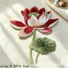 Patches de tecido com bordado de lótus, acessórios para cheongsam, acessórios para Hanfu, patches estilo chinês, patches termocolantes, patches bordados para fantasias de palco, apliques bordados