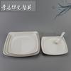 Plato de melamina de imitación de porcelana, plato de melamina de cuatro cuadrados con borde deformado, plato de comida occidental para hotel, cadena de tiendas, vajilla, plato al por mayor