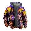 2024 transfronterizo nuevo Halloween forro polar engrosado doble forro terciopelo grueso acolchado de algodón chaqueta cremallera bolsa para excavar chaqueta acolchada de algodón cálida