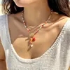 Colar Europeu e Americano Boêmio para Férias na Praia Moda Peixe Cerâmico Estrela-do-Mar Franja Pérola Conta de Arroz Fivela Ot Colar