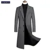 Jianyi otoño e invierno Nuevo abrigo de lana para hombre cortavientos estilo coreano corte slim largo sobrepintado abrigo de lana engrosado ropa de hombre