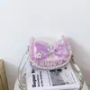 Nuevo Bolso Cruzado de Princesa para Niñas con Lazo, Bolso de Hombro Versátil y Ligero, Lindo Bolso de Mano de Perlas, Transfronterizo