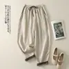 Pantalones Harem de Pierna Recta de Cintura Alta, Color Sólido, Patchwork, Adelgazantes, de Corte Holgado, Estilo Nuevo, para Mujer
