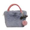 Nuevo Bolso Mao Mao de Otoño e Invierno Bolso de Hombro Cruzado Lindo Bolso de Mano de Peluche de Cereza para Niña Bolso de Gran Capacidad para Mujer