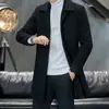 Casaco trench coat masculino longo acima do joelho bonito estilo britânico slim-fit moderno casaco de lã casaco de lã de comprimento médio estilo coreano