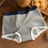 Calzoncillos tipo bóxer de algodón antibacteriano para niñas de talla grande, estilo británico, estampado de osos, tiro largo extendido, talla grande