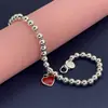 Joias de Comércio Exterior Banhado a Cobre Prata 925 Exclusivo Pulseira Coração Vermelho Temu Xiyin Tk Venda Quente