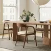 Silla de Comedor Zhimuo Nórdica de Cuero Genuino y Madera Maciza de Fresno con Reposabrazos Sencillos y Respaldo Suave, Silla de Escritorio, Silla de Té