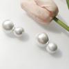 Pendientes de Moda Aguja de Plata Retro Perla Grande Diseño Nicho Estilo Hepburn Nupcial Francés