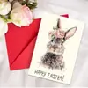 Tarjeta de Saludo de Pascua Nueva Transfronteriza con Juego de Sobres, Tarjeta de Mensaje Creativa con Elementos de Conejito, Huevo y Pascua