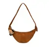 Bolso de hombro casual estilo coreano ins, bolso tipo empanada, bolso de media luna, bolso cruzado de ante plisado versátil para debajo del brazo, a la moda